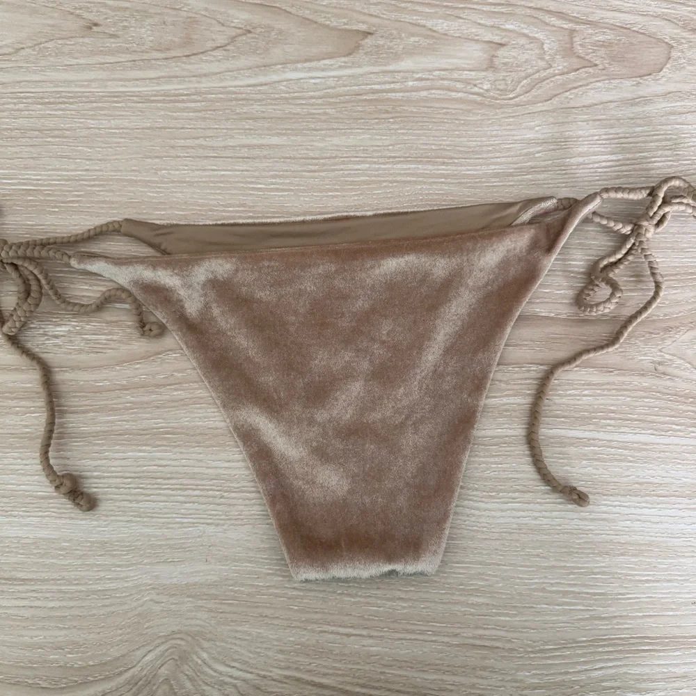 Frankies Bikinis Medium Suki Crushed Velvet Set Tan Beige Swim Minimal Cheeky